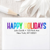 Étiquette Rainbow Happy Holidays (En situation)