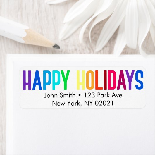 Étiquette Rainbow Happy Holidays (En situation)