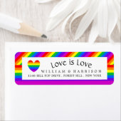 Étiquette Rainbow Heart Love is Love Mariage (En situation)