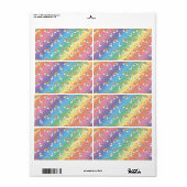 Étiquette Rainbow licorn coeur étoiles motif (Feuille entière)
