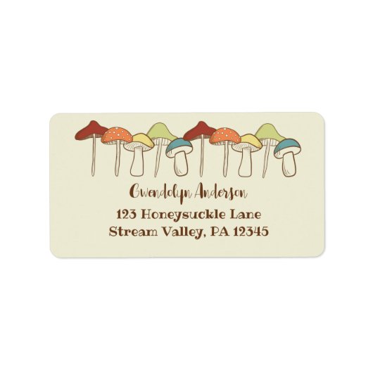 Étiquette Rainbow Mushrooms Toadstool Adresse de retour (Devant)