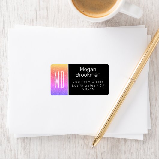 Étiquette Rainbow Parties scintillant/B&W/DO-IT-YOURSELF Nom (En situation)