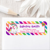 Étiquette Rainbow Pony Unicorn Birthday Return Address Label (En situation)