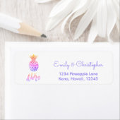 Étiquette Rainbow Script Mariage Aloha Pineapple (En situation)