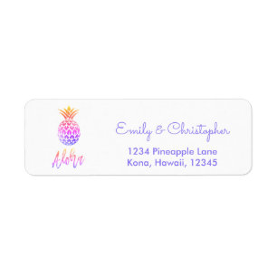 Étiquette Rainbow Script Mariage Aloha Pineapple