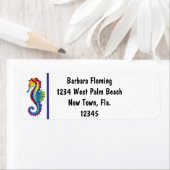 Étiquette Rainbow Seahorse Adresse de retour (En situation)