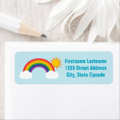Étiquette Rainbow Sky Light Blue Return Adresse (En situation)