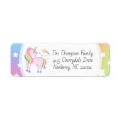 Étiquette Rainbow Stars & Magic Unicorn Adresse de retour (Devant)