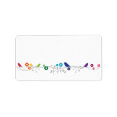Étiquette Rainbow Theme Birds Fleurs Mariage Blank Adresse (Devant)