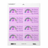 Étiquette Rainbows psychédélique et Unicorns Thunder_Cove (Feuille entière)