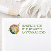 Étiquette Ramen Noodles Bowl Restauration Japonaise Foin (En situation)