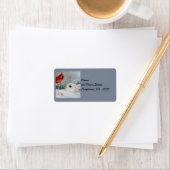 Étiquette Raquette à neige Rabbit & Red Cardinal Bird Aquare (En situation)