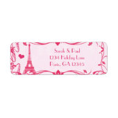Étiquette Raspberry rose Damask Musical Tour Eiffel Vintage (Devant)