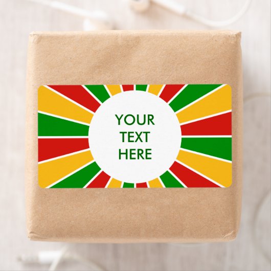 Étiquette RASTAFARI FLAG BUTTON RAYS + your sign or text (En situation)