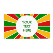 Étiquette RASTAFARI FLAG BUTTON RAYS + your sign or text (Devant)