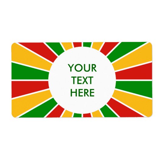 Étiquette RASTAFARI FLAG BUTTON RAYS + your sign or text (Devant)