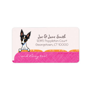 Étiquette Rat Terrier Couch rose Personnalisé Nom de l'anima