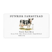 Étiquette Raw Milk Cow | Farmstead Dairy Custom Label (Devant)