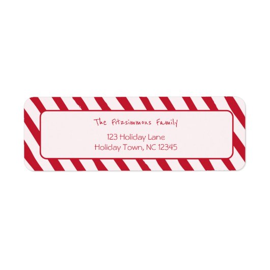 Étiquette Rayure de Canne à Sucre de Noël Adresse de Retour (Devant)