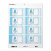 Étiquette Rayures bleu clair & Cadre incurvé & Logo (Feuille entière)
