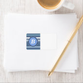 Étiquette Rayures bleues avec monogramme (En situation)