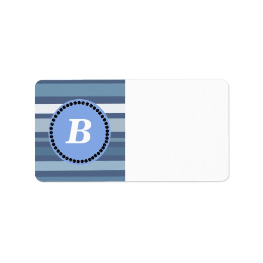 Étiquette Rayures bleues avec monogramme (Devant)
