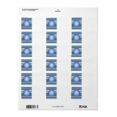 Étiquette Rayures bleues avec monogramme (Feuille entière)