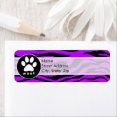 Étiquette Rayures de zèbre violet électrique; Empreinte de p (En situation)