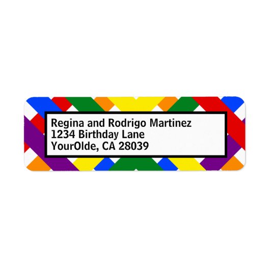 Étiquette Rayures entrecroisées diagonales d'arc-en-ciel (Devant)