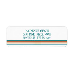 Étiquette Rayures minimalistes monogrammées rétro