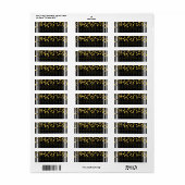 Étiquette Rayures noires et blanches Chic Or Faux Feuille de (Feuille entière)