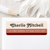 Étiquette Rayures rétro terre cuite tan brun adresse de reto (En situation)