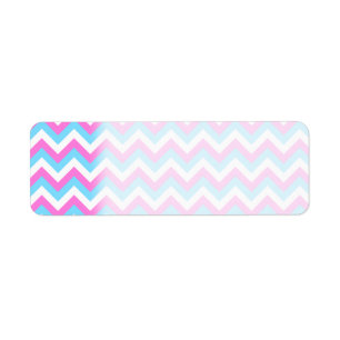 Étiquette Rayures roses et bleues de zigzag de Chevron