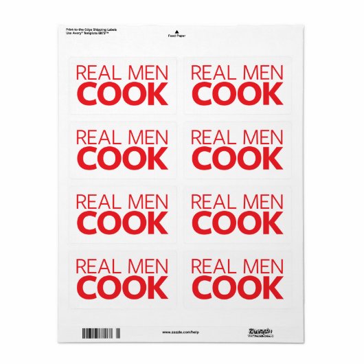 Étiquette Real Men Cook (Feuille entière)