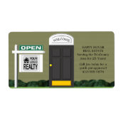 Étiquette Realtor Open House Panneau en bois Gray House (Devant)