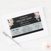 Étiquette Rectangle de Savon Noir Floral Fait Mais (Enveloppe)