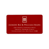 Étiquette Rectangle double bonheur Mariage chinois classique (Devant)