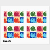 Étiquette Rectangle du casque de football Pop Art (Feuille)