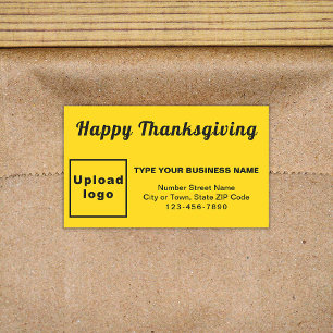 Étiquette Rectangle Jaune de Thanksgiving Business
