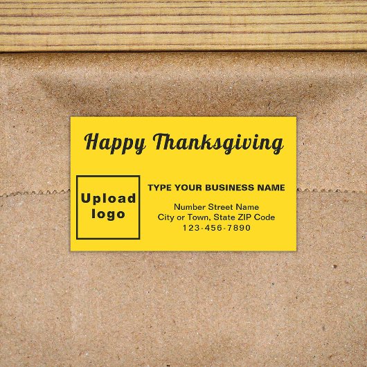 Étiquette Rectangle Jaune de Thanksgiving Business