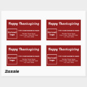 Étiquette Rectangle rouge de Thanksgiving Business (Feuille)