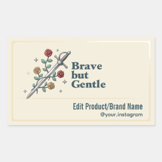 Étiquette Rectangle Sword Rose Brave Mais Douce