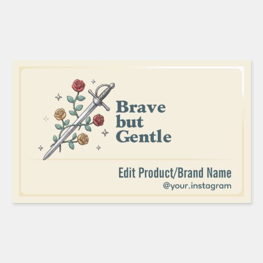 Étiquette Rectangle Sword Rose Brave Mais Douce (Devant)
