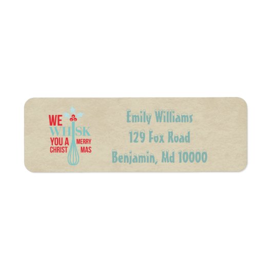 Étiquette Red and Blue Whisk You a Joyeux Noël (Devant)