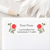 Étiquette Red and Gold Daisy Etching Adresse de retour perso (En situation)