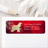 Étiquette Red and Gold Winter Afghan Hound Adresse de retour (En situation)