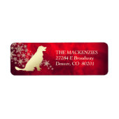 Étiquette Red and Gold Winter Retriever Adresse de retour (Devant)