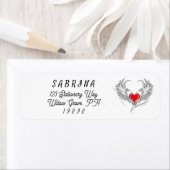 Étiquette Red Angel Coeur avec ailes (En situation)