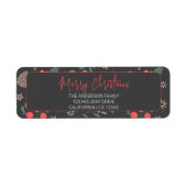 Étiquette Red Berries Joyeux Noël Adresse (Devant)