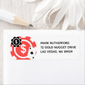 Étiquette Red Black Casino Adresse à thème 40e anniversaire (En situation)